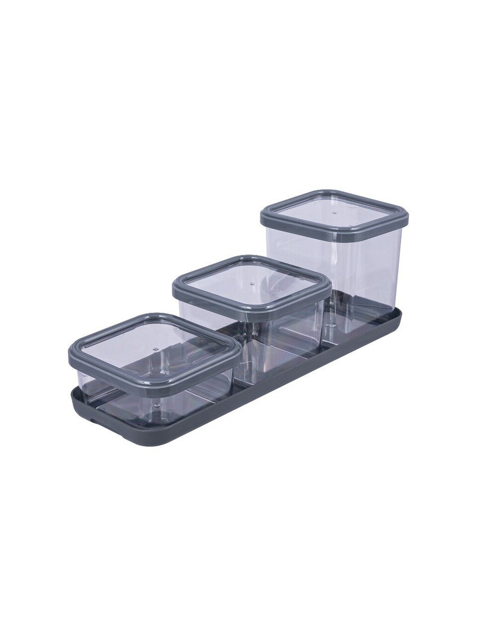 Банка для сыпучих продуктов, пластик, 3 шт, набор, 0.4 л, 0.6 л, 0.9 л, с подставкой, Полимербыт, Cubbo