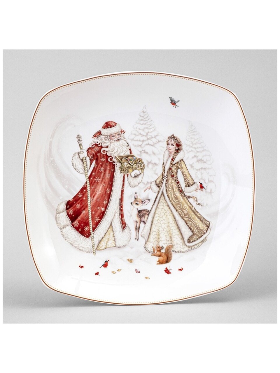 Тарелка закусочная, фарфор, 25х4 см, квадратная, Морозко, Lefard, 85-2047