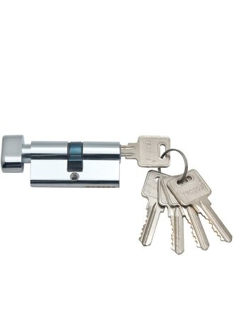 Механизм цилиндровый Trodos, ЦМВ, 209206, латунь, 80 мм, хром, блистер, 5 ключей
