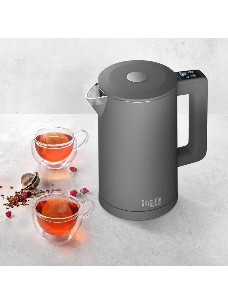 Чайник Редмонд, SkyKettle KM231S, Strix, серый, 1.7 л, 2200 Вт, скрытый нагревательный элемент, пластик