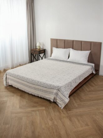 Плед евро, 200х220 см, 100% хлопок, Silvano, серый, A120027