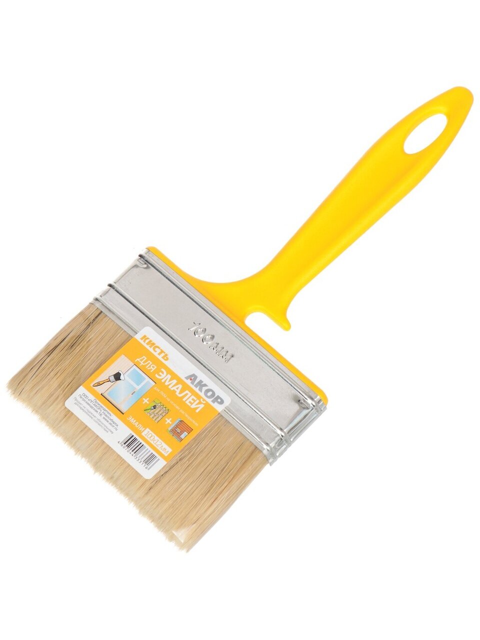 Кисть плоская, Акор, Эмали, 12х100 мм, натуральная щетина, рукоятка пластик, 172 12 100