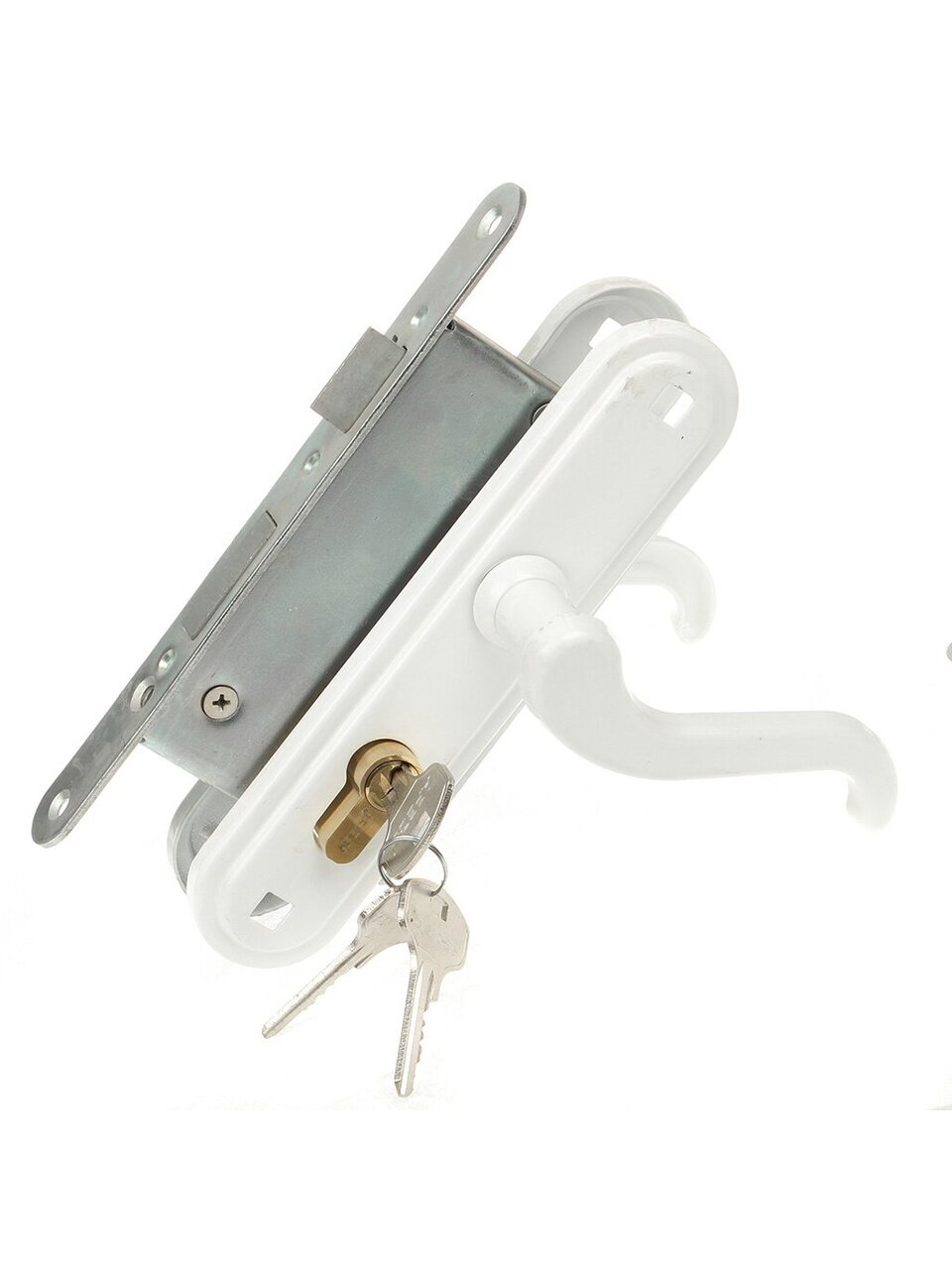 Замок врезной Зенит, ЗВ4-3.02, 00-00000473, ручка в комплекте, цилиндровый, белый
