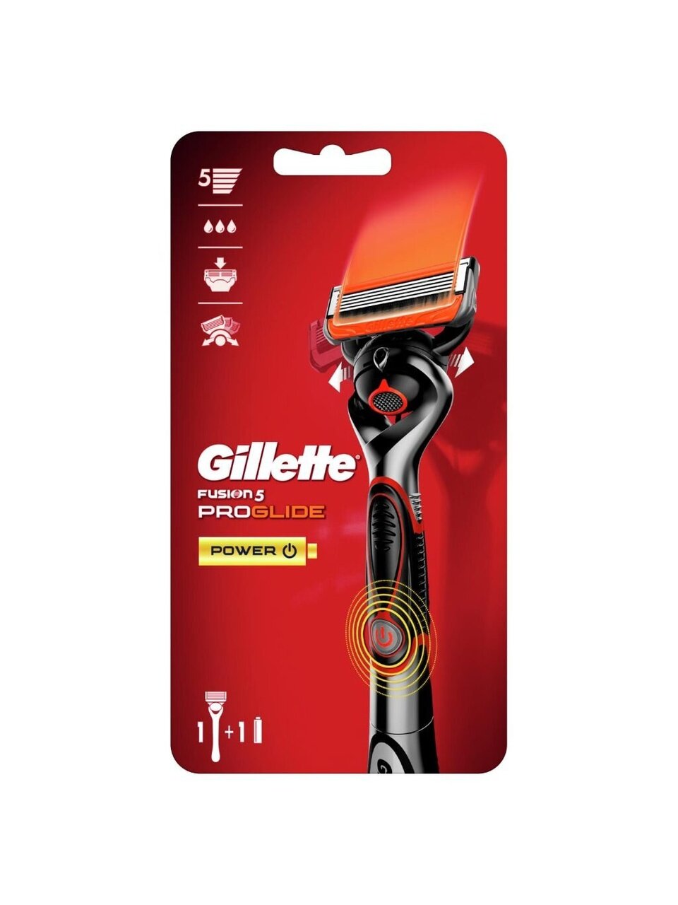 Станок для бритья Gillette, Fusion Proglide Power Flexball Red, для мужчин, 1 сменная кассета