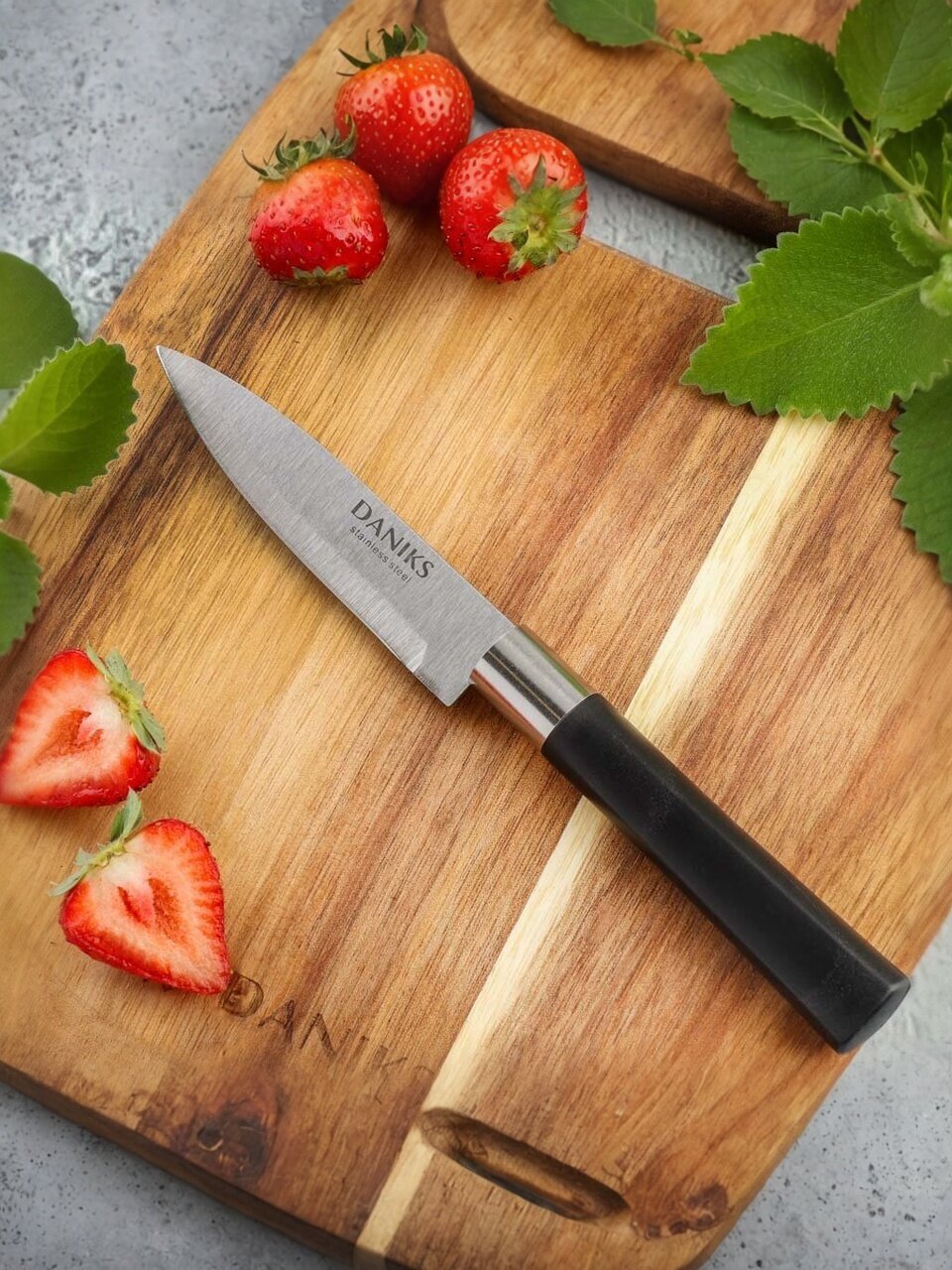Нож кухонный Daniks, Скара, для овощей, нержавеющая сталь, 8.5 см, рукоятка пластик, YW-A341-PA