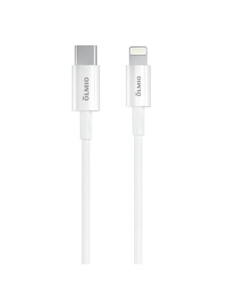 Кабель USB OLMIO, Type-C to Lightning 8-pin, 3 А, 1 м, 30W, белый, 041666