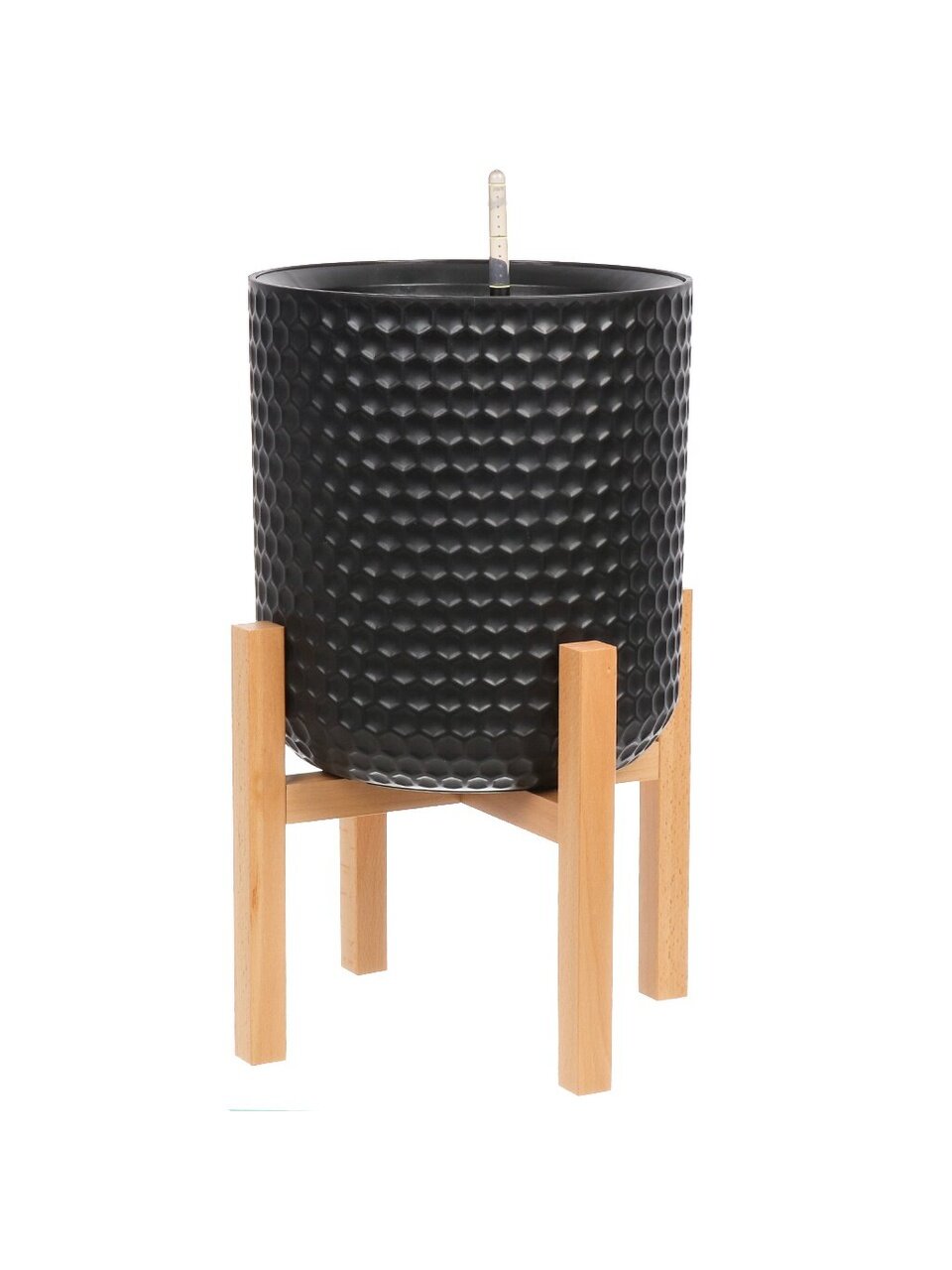 Кашпо пластик, 12 л, 33х33х26.4 см, автополив, для цветов, с подставкой, антрацит, Ola Dom, Kerama