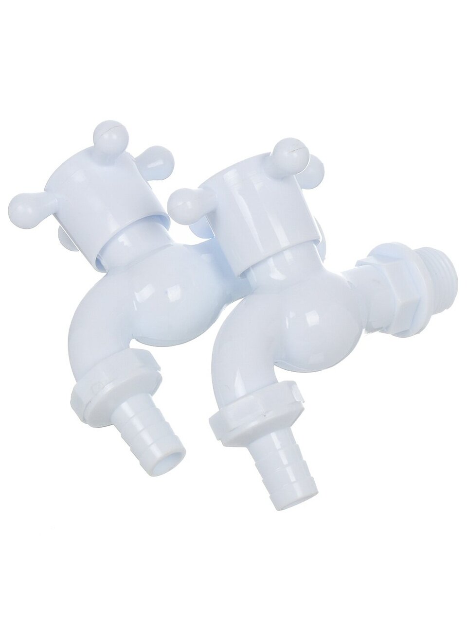 Кран водоразборный 1/2'', пластик, со штуцером, ручка-крест, индивидуальная упаковка, 2 шт, ComfortFactor