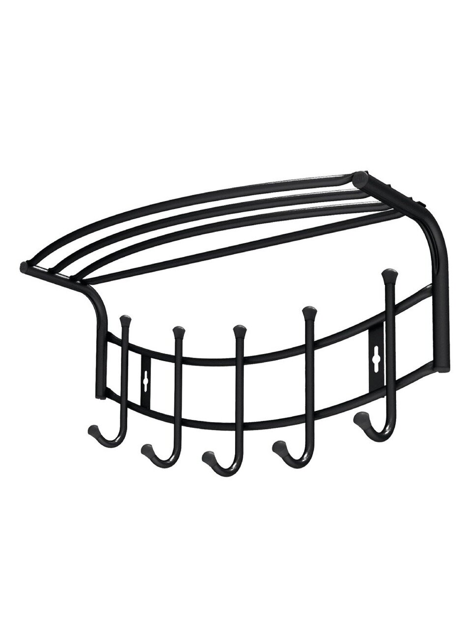 Вешалка настенная 5 крючков, с полкой, 23.5х52.5х30 см, металл, Nika, ВНП4, черная