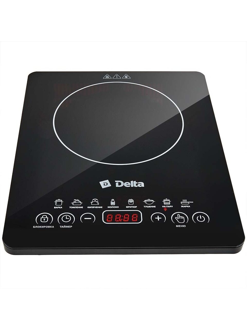 Плита индукционная Delfa, D-302N, 2000 Вт, 1 конфорка, стеклокерамика, сенсорная, переключатель сенсорный, 8 программ, черная