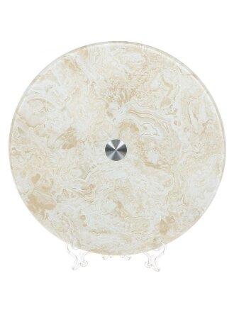 Блюдо стекло, круглое, 28 см, вращающееся, Бежевый мрамор, Larange, 105-806