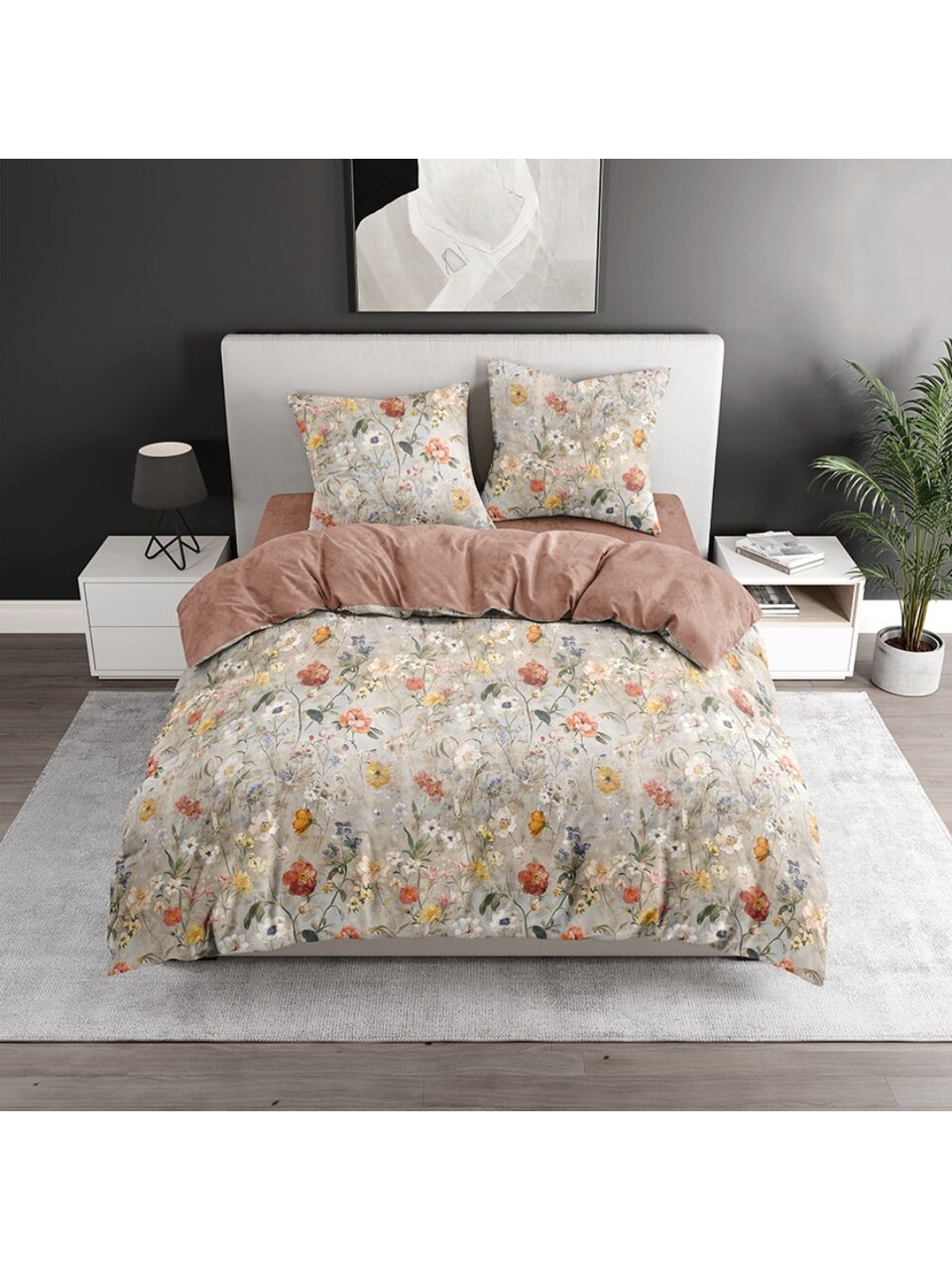 Постельное белье 2-спальное, простыня 215х220 см, 2 наволочки 70х70 см, пододеяльник 175х215 см, Bravo, поплин, Нарана