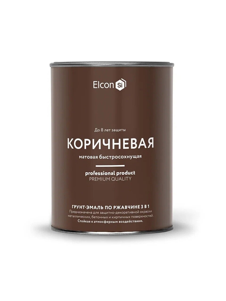 Грунт-эмаль Elcon, 3в1 матовая, по ржавчине, смоляная, коричневая, RAL 8017, 0.8 кг