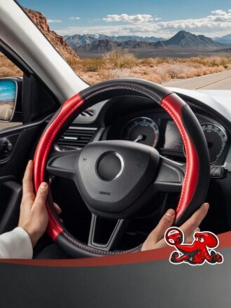 Оплетка на руль DSV, Black+Red, R99208, красно-черная