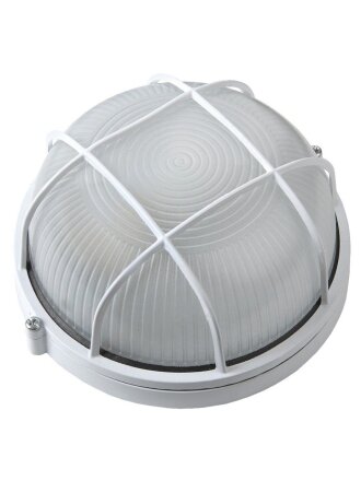 Светильник под лампу General Lighting Systems, ЖКХ 1302 НБП/НПП, 60 Вт, E27, на 1 лампочку, IP65, 19х17.6х8.2 см, с решеткой, белый, GCF-O-E27-60-IP65