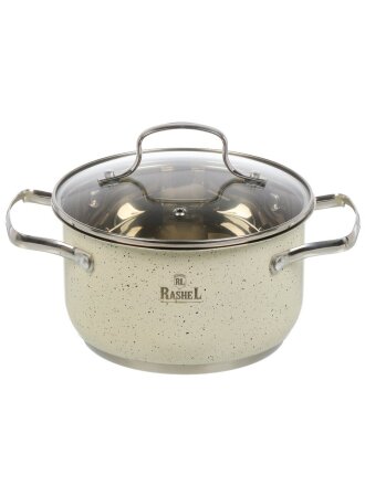 Кастрюля нержавеющая сталь, 2.6 л, крышка стекло, RasheL, R-206в, индукция