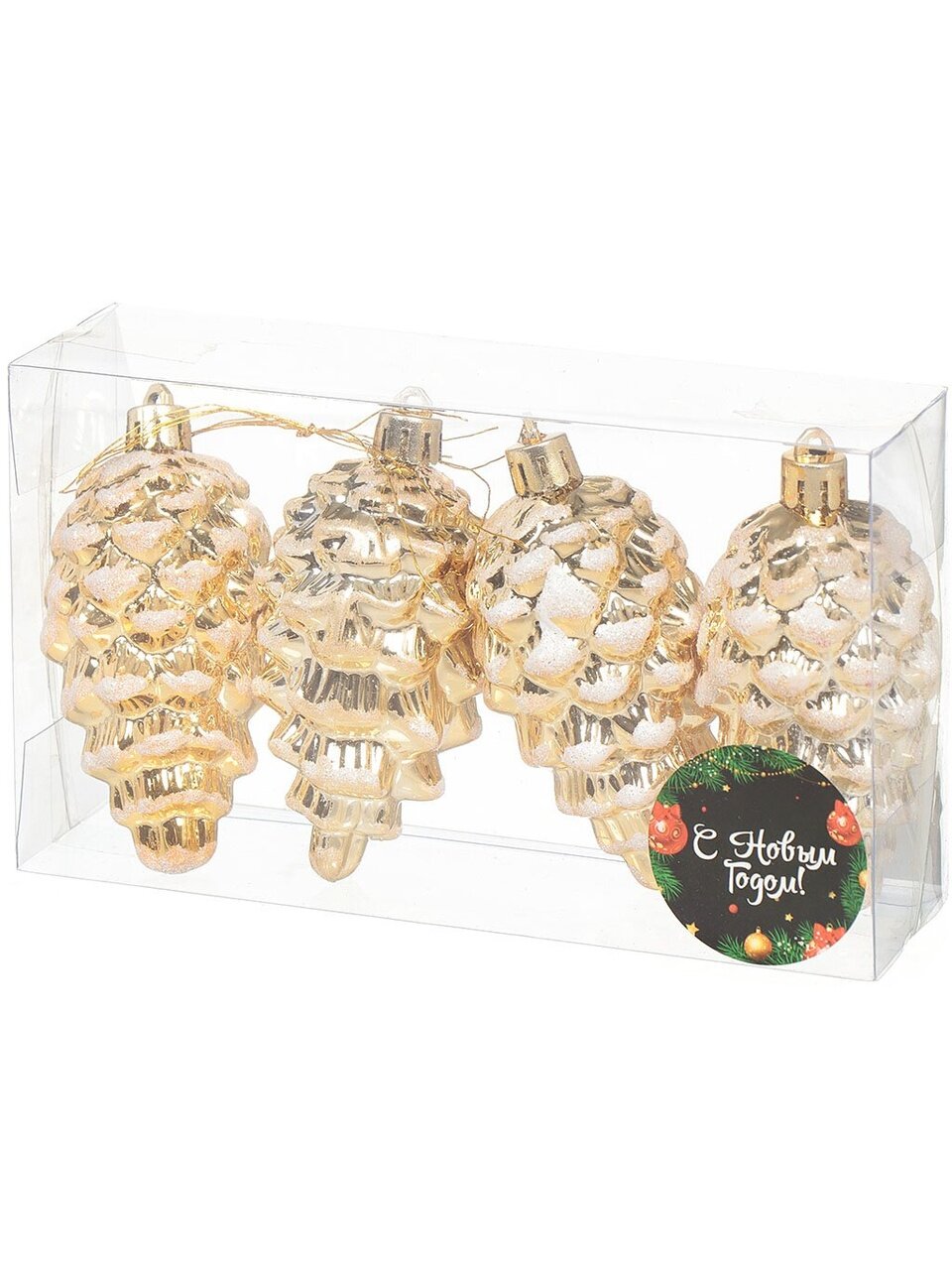 Набор елочных украшений 4 шт, золото, 8 см, пластик, SYQC-0119202G