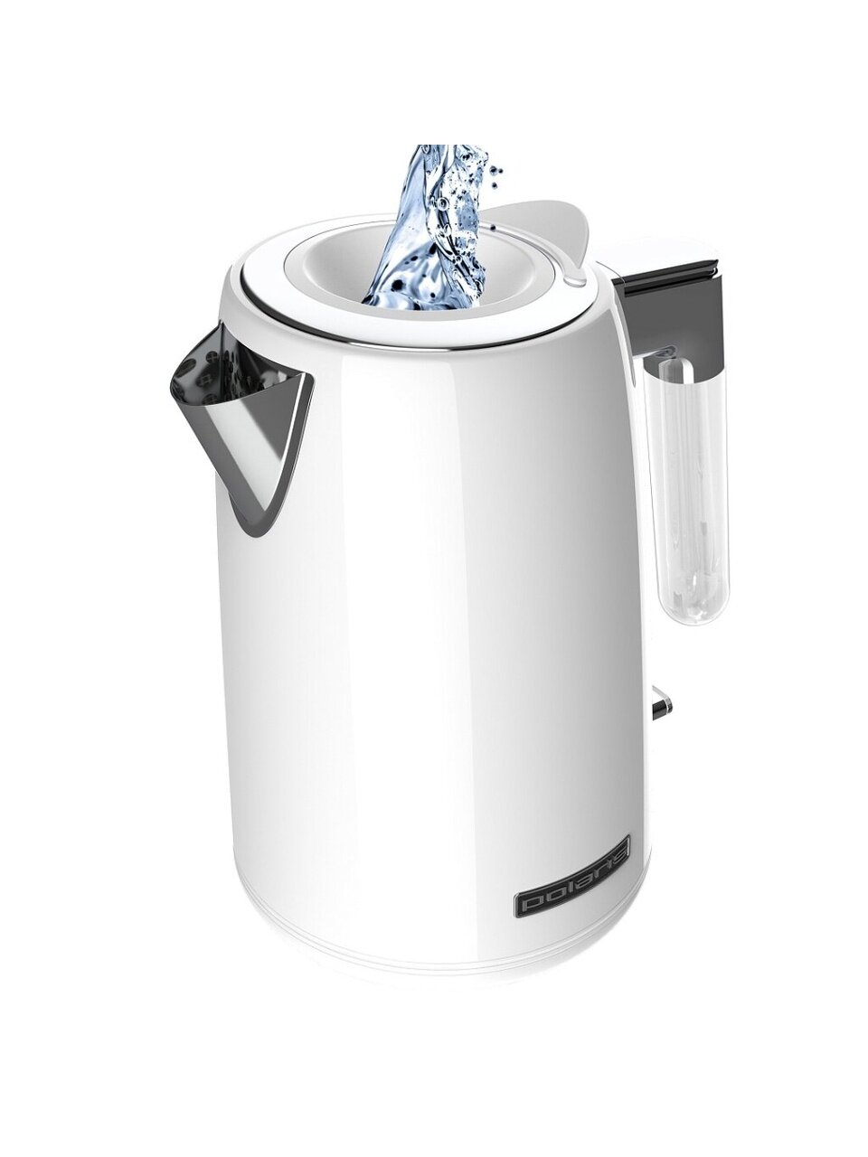 Чайник электрический Polaris, PWK 1746CA, белый, 1.7 л, 1850 Вт, скрытый нагревательный элемент, нержавеющая сталь