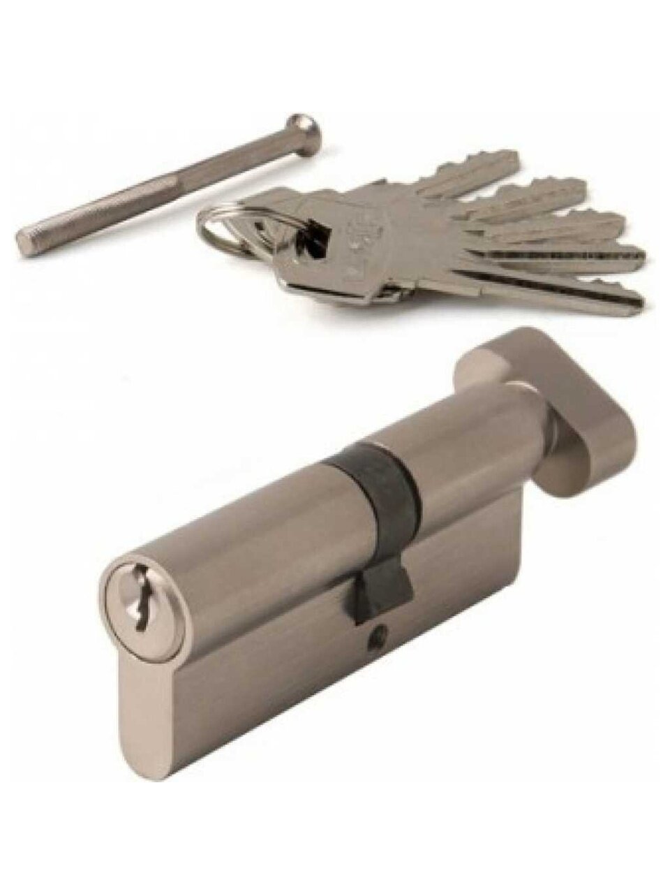 Личинка замка двери Vanger, YC-80(35C/45)-C-CR, 30583, чугун, 80 мм, с заверткой, хром/никель