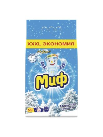 Стиральный порошок Миф, 6 кг, автомат, для белого белья, Морозная свежесть