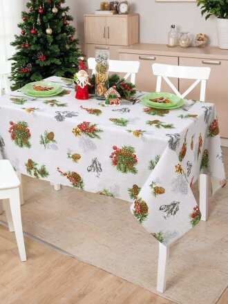 Скатерть 145х180 см, 100% хлопок, рогожка, 165 г/м2, АртДизайн, Серебряный звон