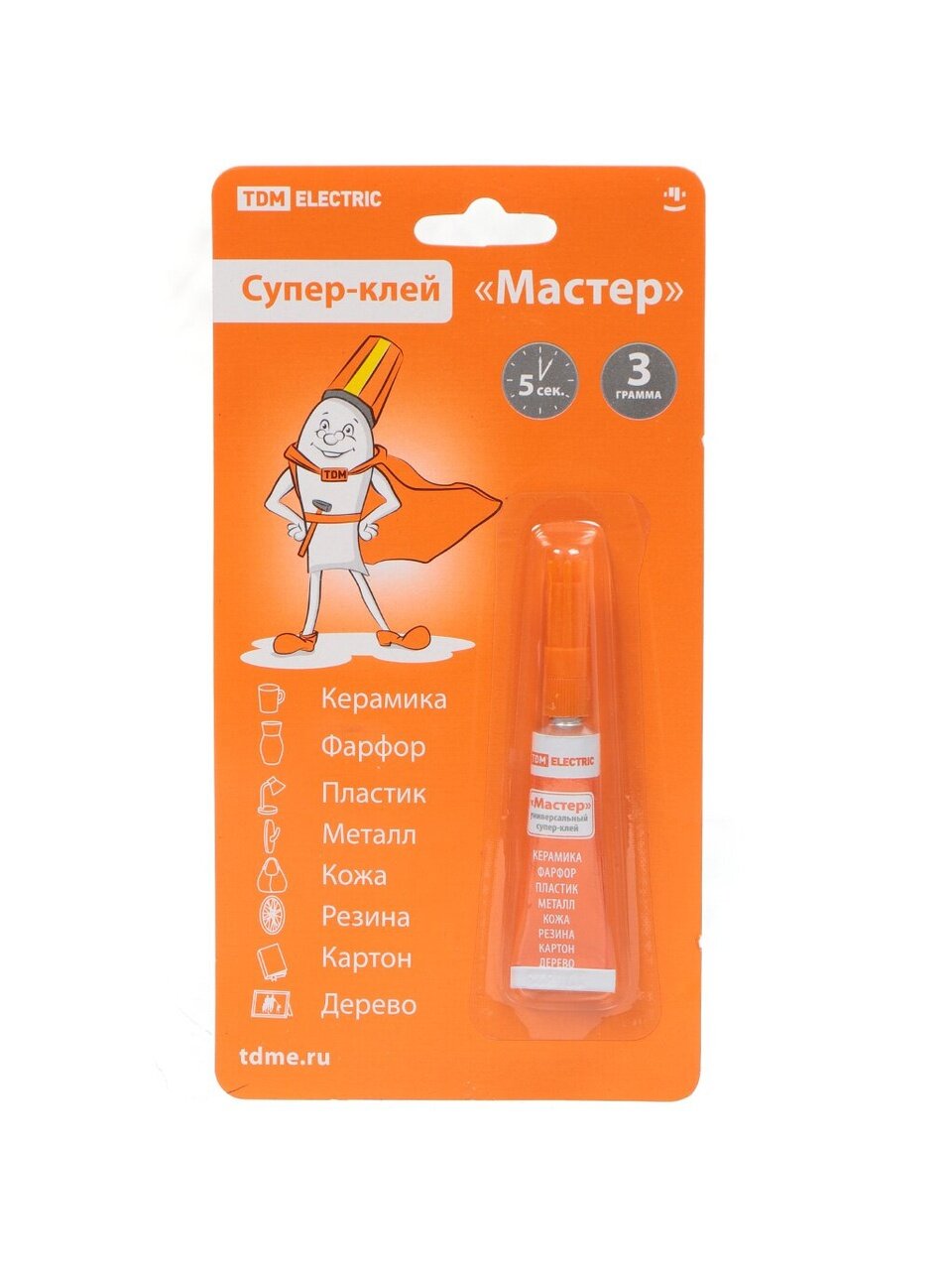 Супер клей TDM Electric, моментальный, однокомпонентный, 3 г, блистер, SQ0542-0001, Мастер