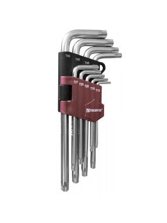 Набор ключей имбусовых, TK9S, 9 предметов, Thorvik, Т10-Т50, TORX, 53120