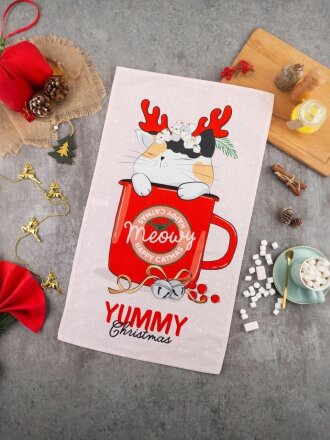 Полотенце кухонное вафельное, 40х73 см, 164 г/м2, 100% хлопок, Этель, Вкусное рождество, Россия, 5135237