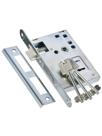 Замок врезной Птимаш, ЗВ9-4 (ЗВ9), 11 541, без ручки, сувальдный, универсальный, хром