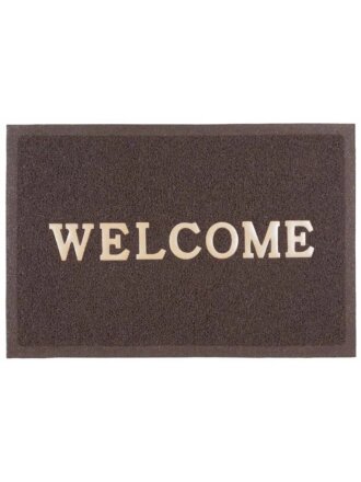 Коврик придверный, 60х90 см, прямоугольный, резина, коричневый, Spongy Welcome, Sunstep, 38-452