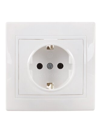 Розетка Евро скрытой установки, 1 гнездо, с заземлением, 16 А, керамика, белая, TDM Electric, Таймыр, SQ1814-0012