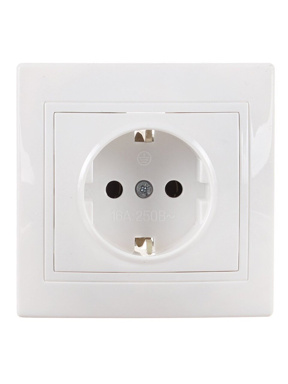 Розетка Евро скрытой установки, 1 гнездо, с заземлением, 16 А, керамика, белая, TDM Electric, Таймыр, SQ1814-0012