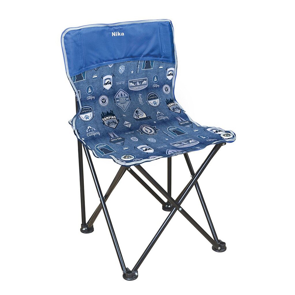 Стул-кресло 46х46х77 см, Премиум 3, синее, джинс, ткань водоотталкивающая, с сумкой-чехлом, со спинкой, 100 кг, Nika, ПСП3