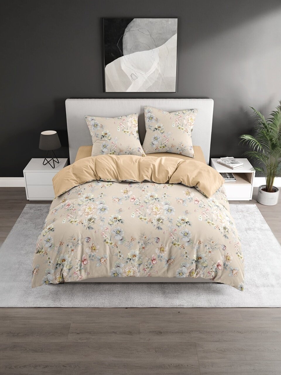 Постельное белье евро, простыня 215х240 см, пододеяльник 205х215 см, Bravo, поплин, Нари