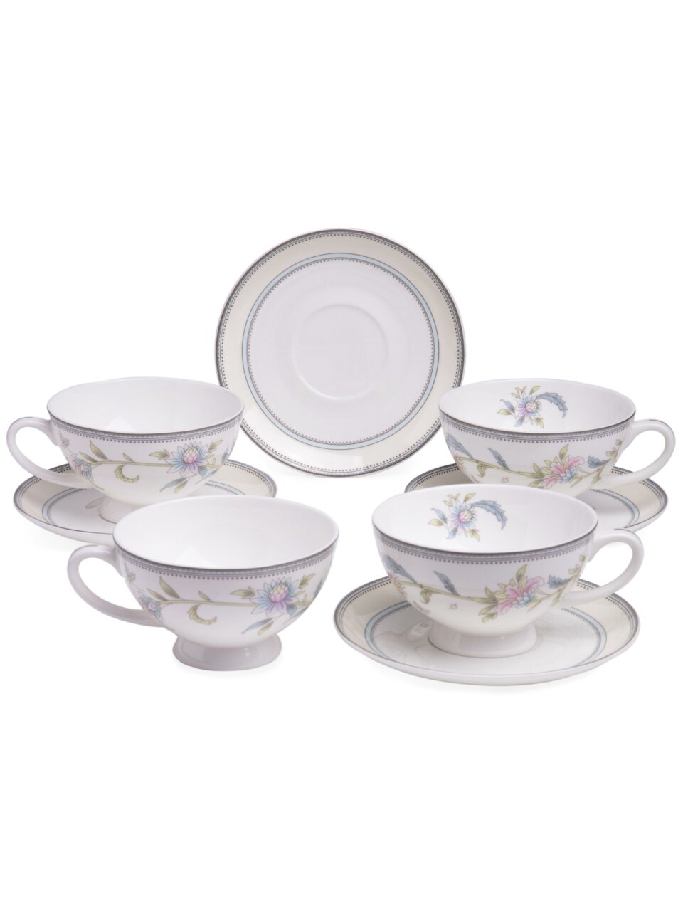 Набор чайный фарфор, 8 предметов, на 4 персоны, 240 мл, Lefard, Garden, 440-326, подарочная упаковка
