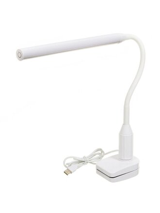 Светильник настольный на прищепке, с USB, белый, абажур белый, SPE14013-8285C/1