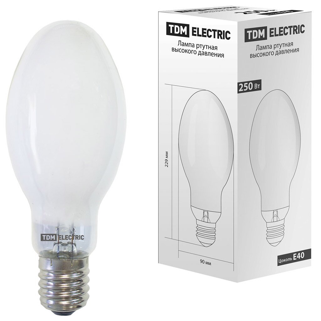 Лампа ртутная TDM Electric SQ0325-0009 250 Вт Е40 теплый белый свет
