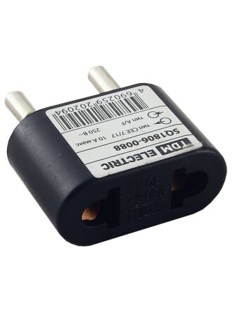 Переходник 10 А, тип CEE 7/17 - тип А/F, плоский, 250В, черный, TDM Electric, SQ1806-0088
