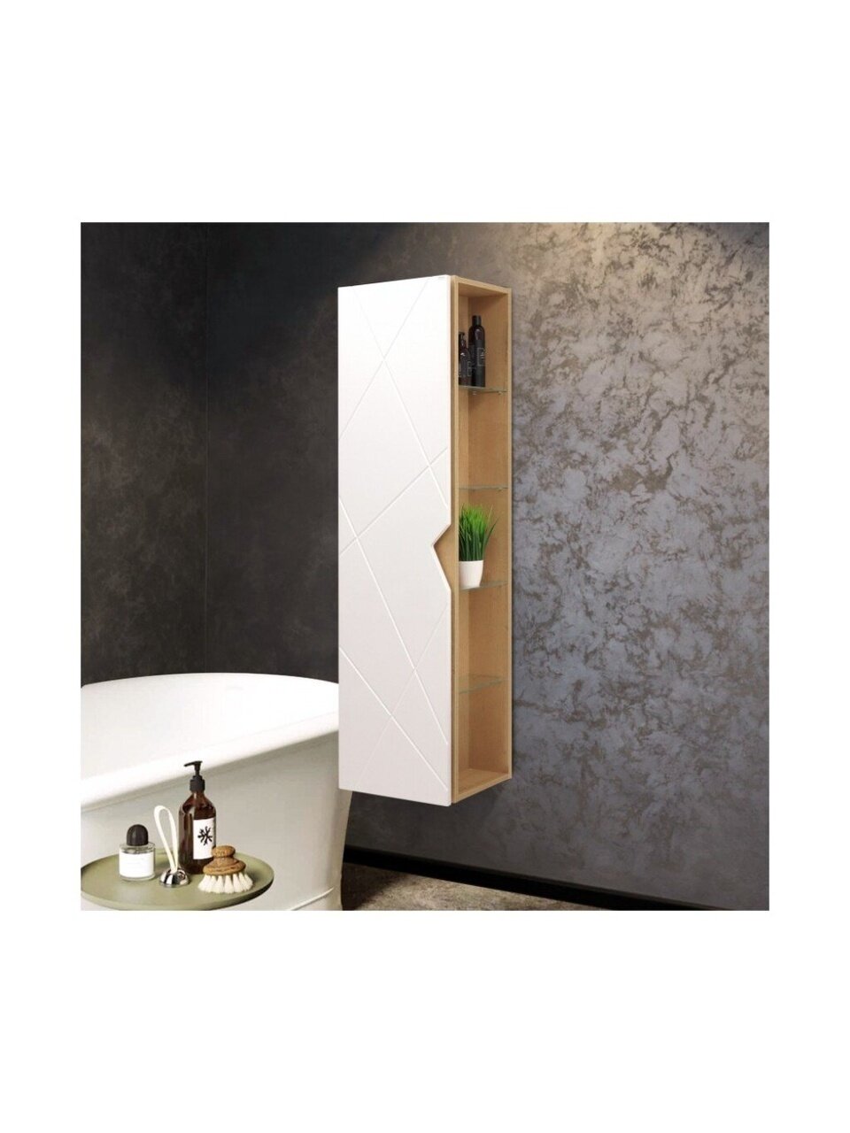 Пенал Фьорд 40 подвесной, белый, дуб Бунратти, левый DORATIZ 2712.303