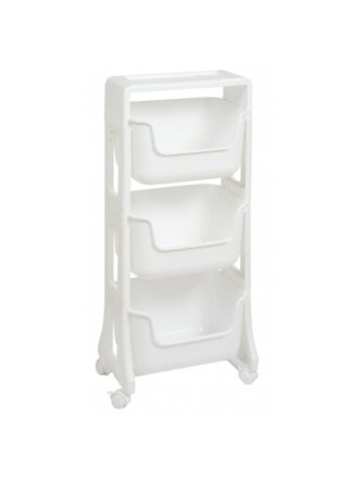 Полка универсальная, полипропилен, 3 секции, 40.1х26 см, на колесах, белая, Violet, Junior, 771306