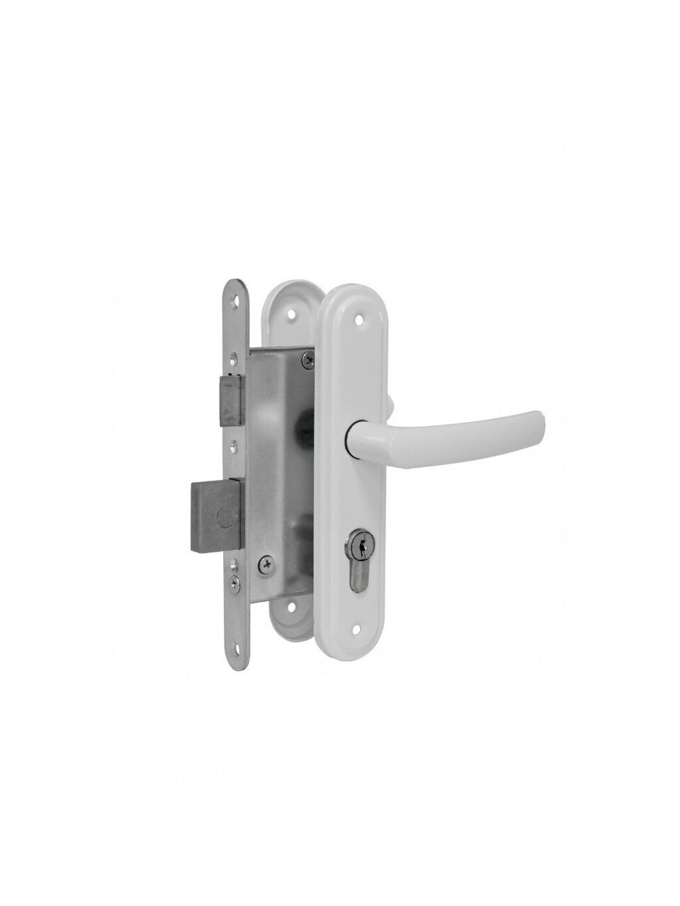 Замок врезной цилиндровый, Омега, ЗВ4.2-02, 00-00006360, ручка в комплекте, белый