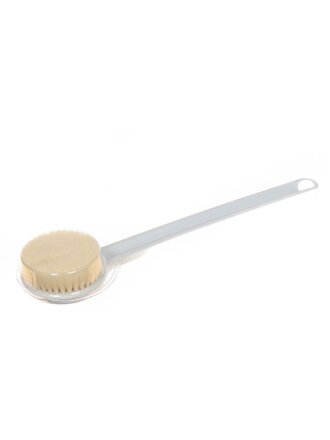 Мочалка-щетка 30 х 10 см, с ручкой, массажная, белая, Y364