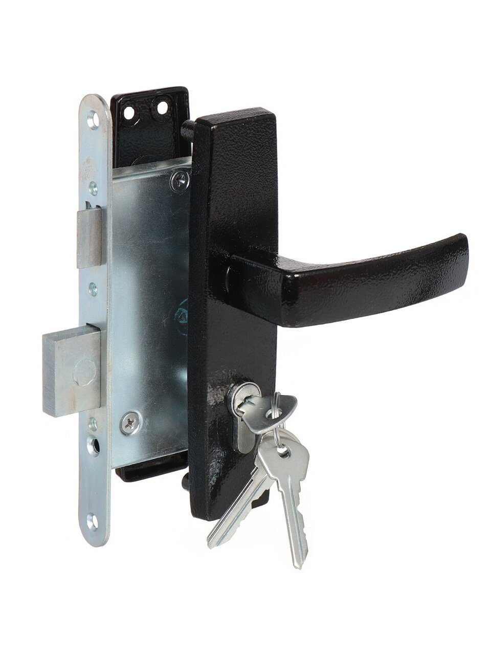 Замок врезной Зенит, ЗВ4-3.04, 00-00000517, ручка в комплекте, цилиндровый, черный