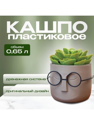 Кашпо пластик, 0.65 л, 11.5х10.5 см, со вставкой, французский серое, Idea, Стив, М 3079