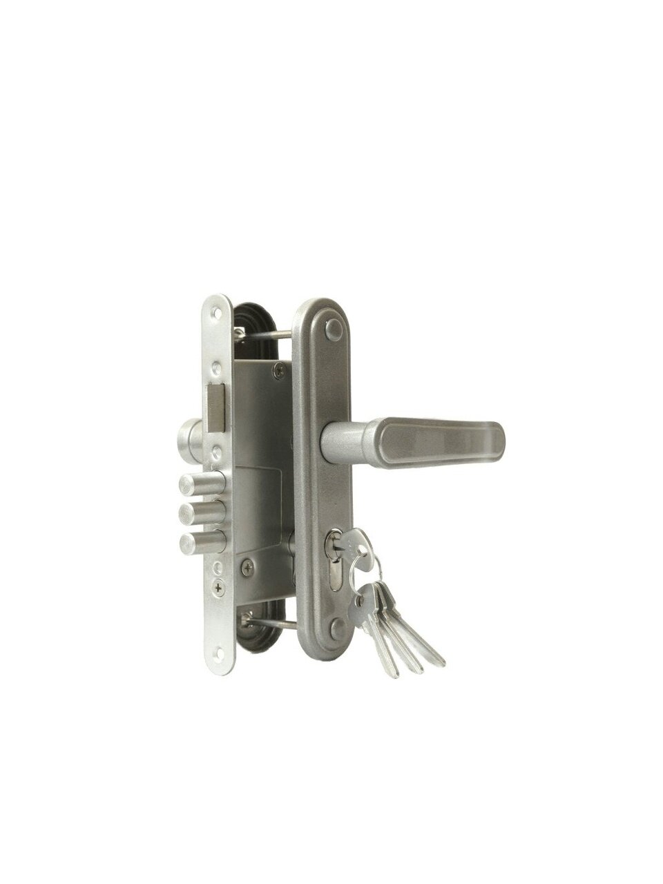 Замок врезной цилиндровый, Зенит, ЗВ4-3.03Р, 00-00000505, ручка в комплекте, серебро