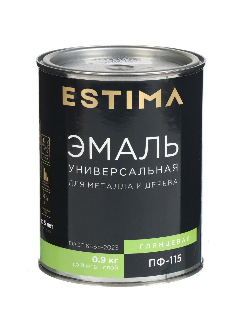 Эмаль Estima, ПФ-115, алкидная, глянцевая, черная, 0.9 кг