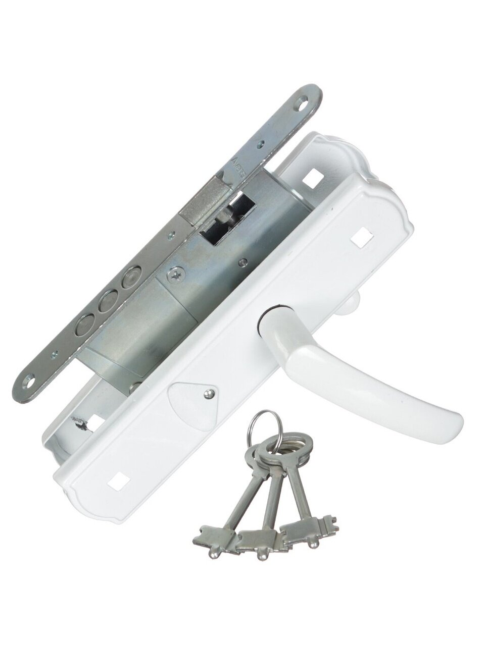 Замок врезной Avers, ЗВ9-4-1-4, 20748, ручка в комплекте, сувальдный, белый