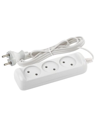 Удлинитель бытовой 3 гнезда, 3 м, ШВВП, 2х0.75 мм², без заземления, 6 А, Эра, UX-3-3m, Б0035748