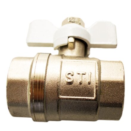 Кран для воды, 3/4", г-г, ручка-бабочка, никель, STI