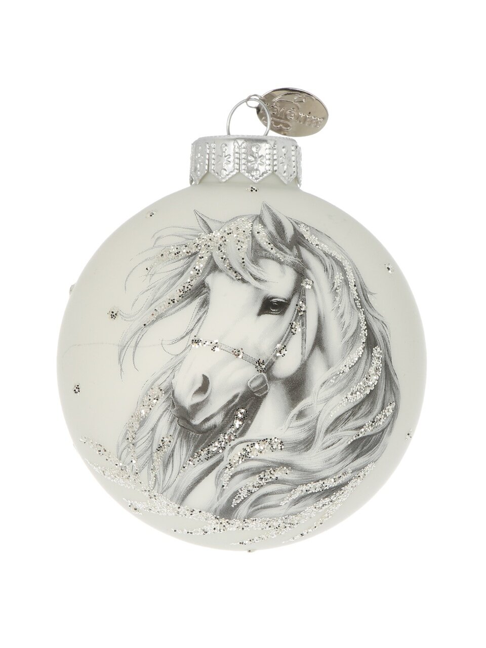 Елочный шар Конь контурный, 8 см, стекло, КУ-80-254051